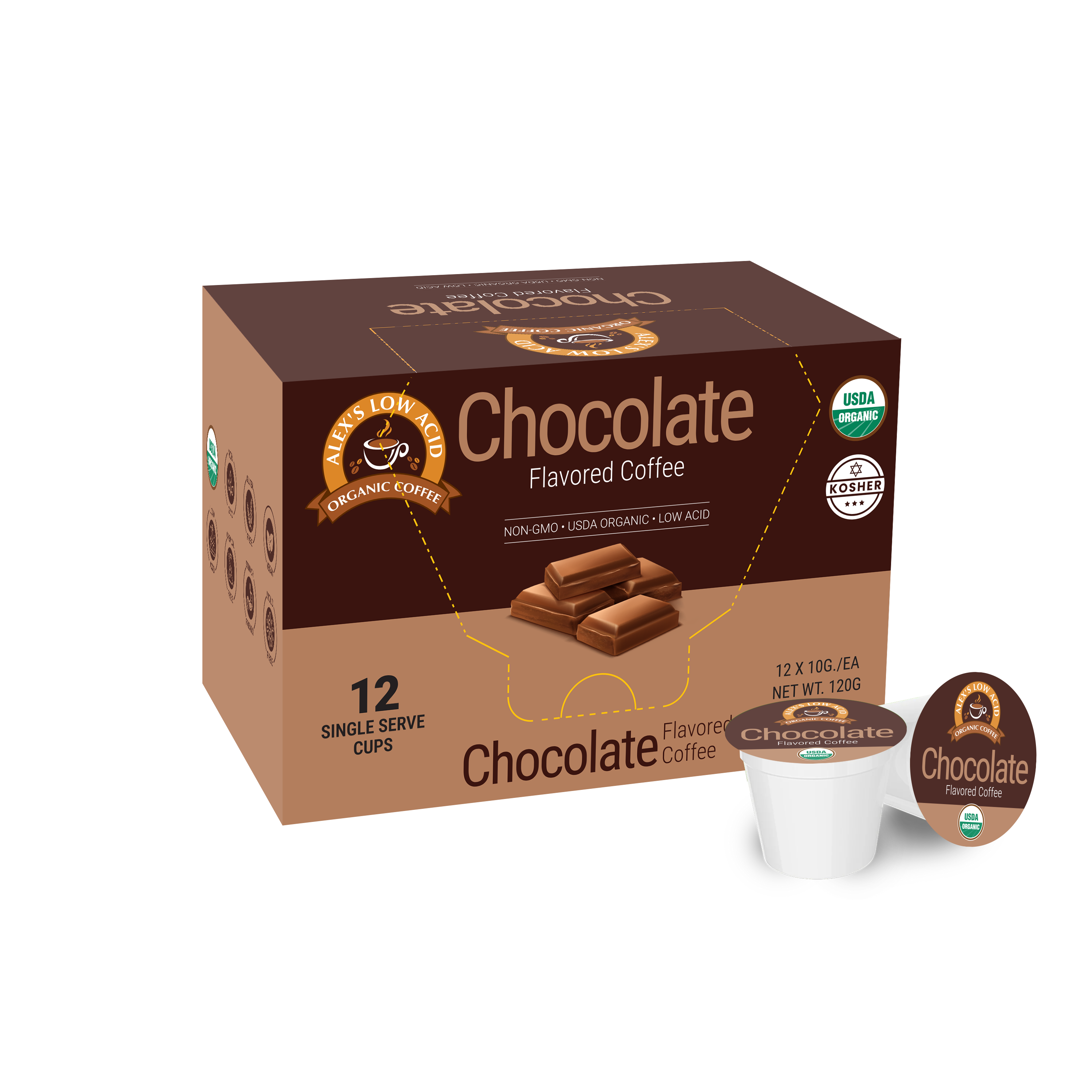 Alex's Low Acid Organic Coffee™ Single Serve Flavored Cups