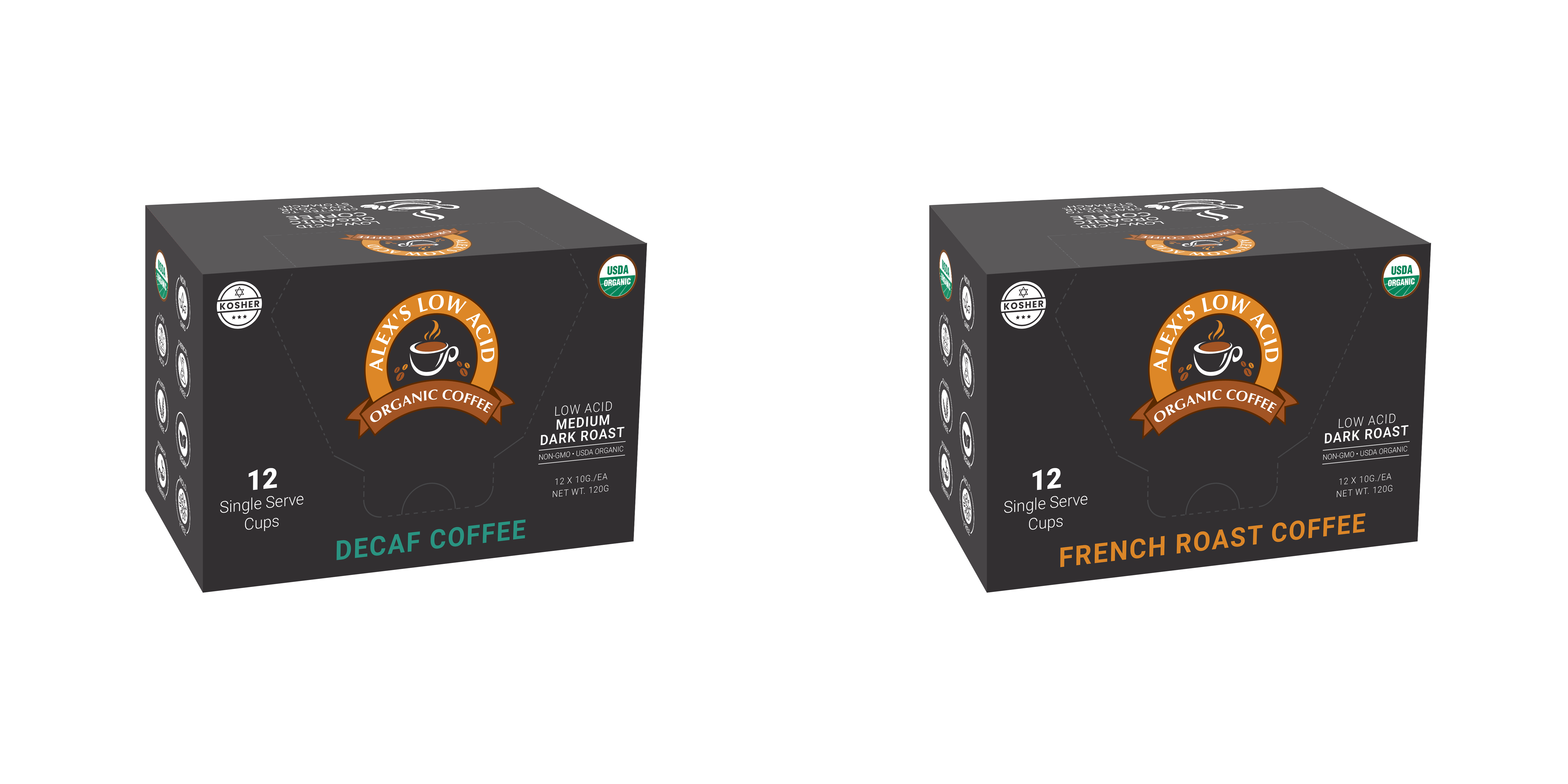 Alex's Low-Acid Organic Coffee™ Perfectly Prepared Host Single Serve C