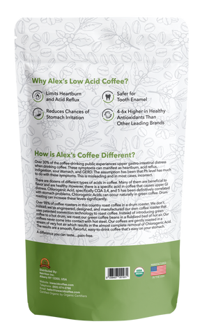 Alex's Low-Acid Organic Coffee™ - Rise and Shine Fresh Ground (12oz)