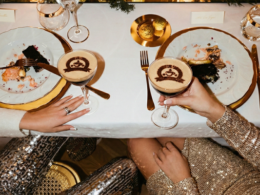 Sparkle this NYE with Espresso martini style mocktail with chocolate-vanilla cold foam