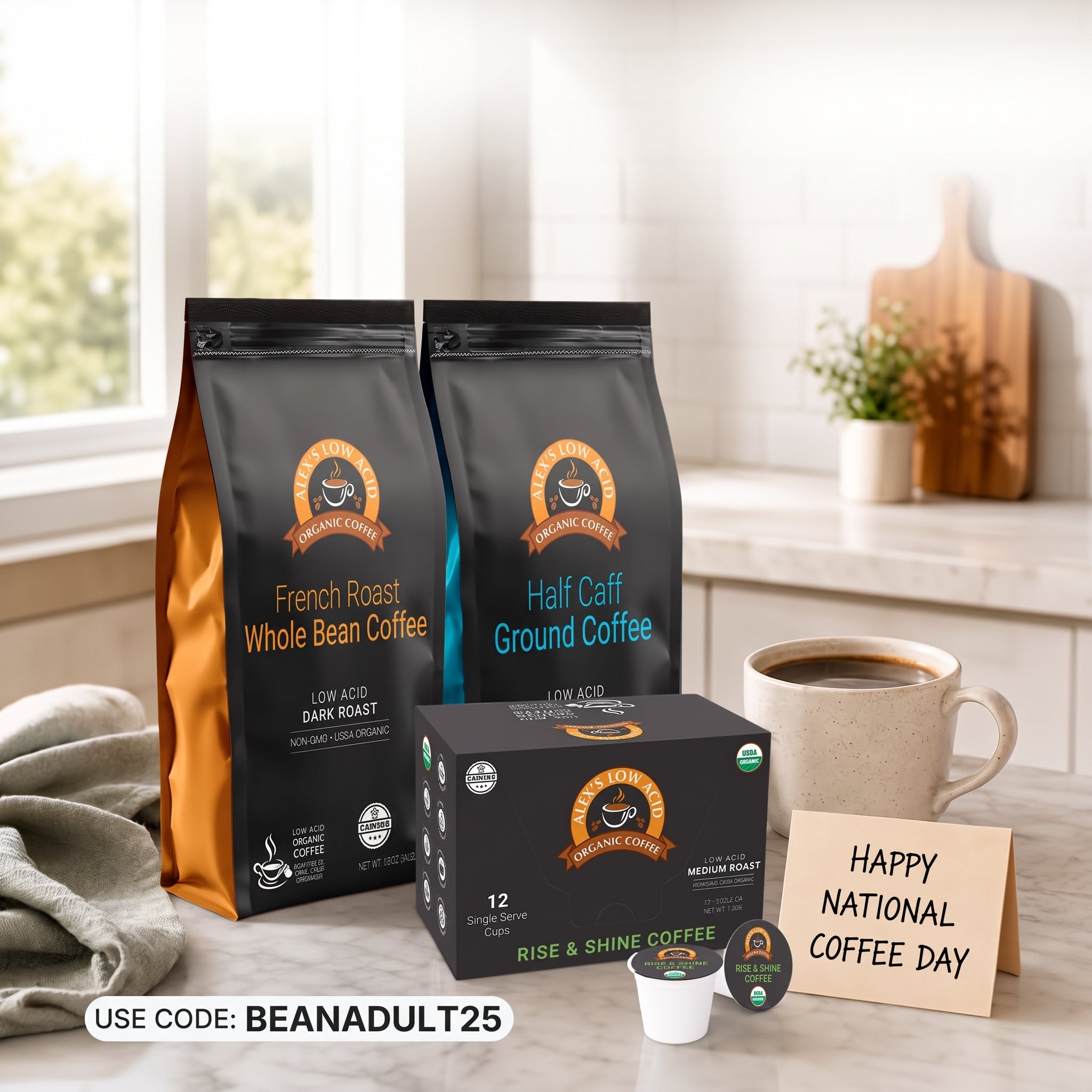 C COFFEE 4個セット Low-Acid Coffee Variety Packs | Alex's Organic Coffee Samplers