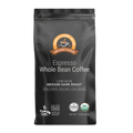 A 12oz bag of Alex's Low Acid Organic Coffee™ - Espresso Whole Bean by Alex's Low Acid Coffee, featuring Medium Dark Roast, USDA Organic and Kosher certifications.