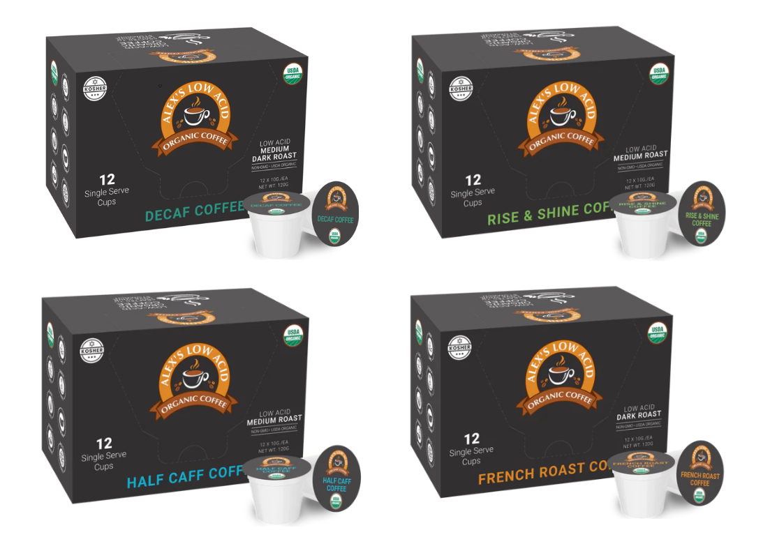 Alex's Low-Acid Organic Coffee™ Ultimate Single Serve Cups Variety Pack