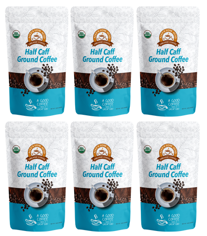 Alex's Low-Acid Organic Coffee™ - Half Caff Fresh Ground (12oz)