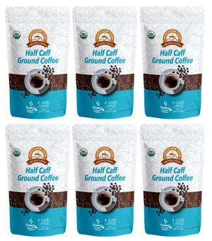 Alex's Low-Acid Organic Coffee™ - Half Caff Fresh Ground (12oz)