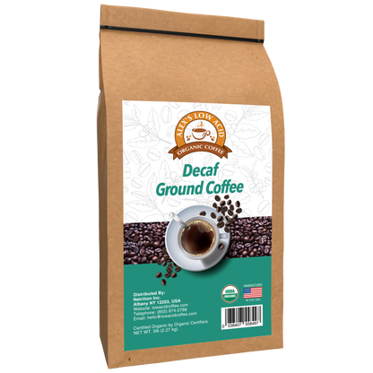 Alex's Low-Acid Organic Coffee™ - Decaf Fresh Ground (5lbs)