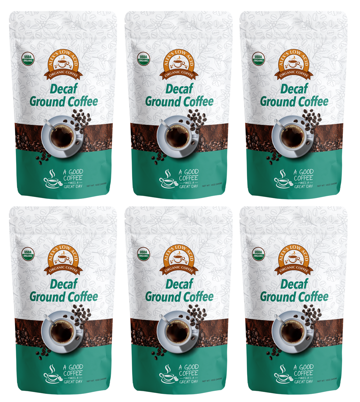 Alex's LowAcid Organic Coffee™ Decaf Fresh Ground (12oz)
