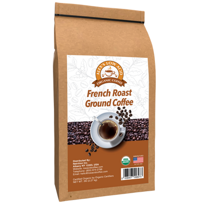 Alex's Low-Acid Organic Coffee™ - French Roast Fresh Ground (5lbs)