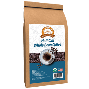 Alex's Low-Acid Organic Coffee™ - Half Caff Whole Bean (5lbs)