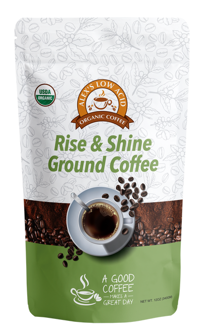 Alex's Low-Acid Organic Coffee™ - Rise and Shine Fresh Ground (12oz)