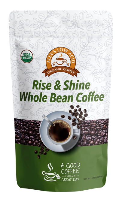 Alex's Low-Acid Organic Coffee™ - Rise and Shine Whole Bean (12oz)