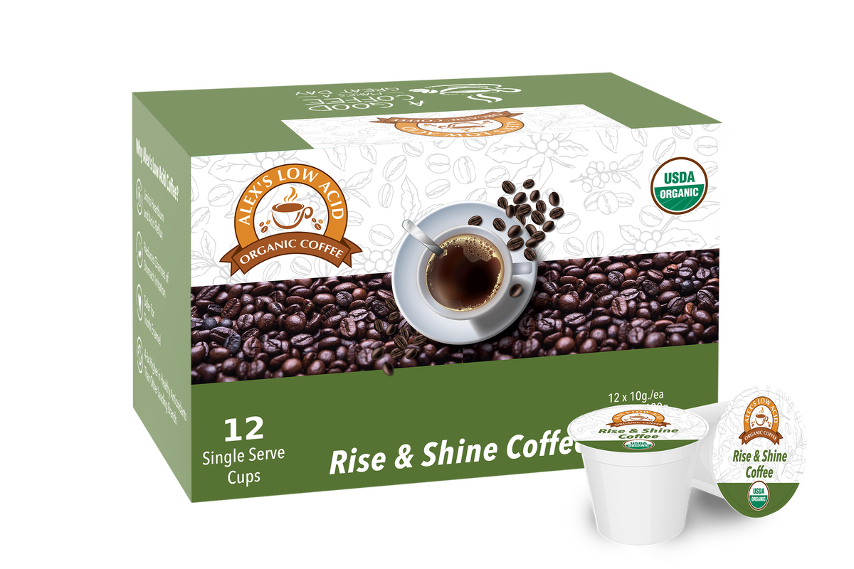 Alex's LowAcid Organic Coffee™ KCups Rise & Shine