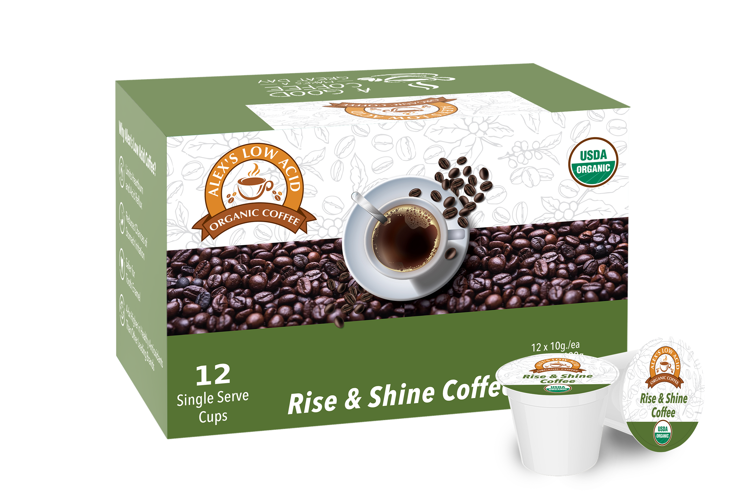 Alex s Low Acid Organic Coffee K Cups Rise Shine