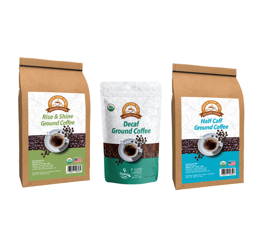 Alex's Low-Acid Organic Coffee™ All Day Drinker Fresh Ground Variety Pack