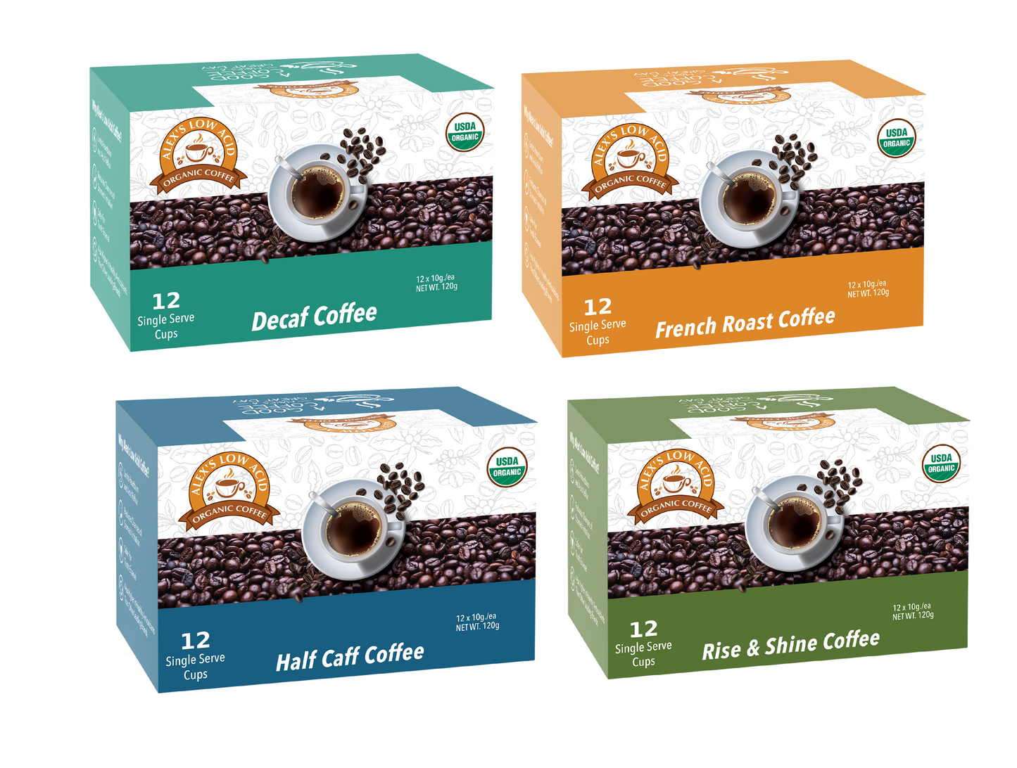 Alex's Low-Acid Organic Coffee™ Ultimate K-Cup Variety Pack