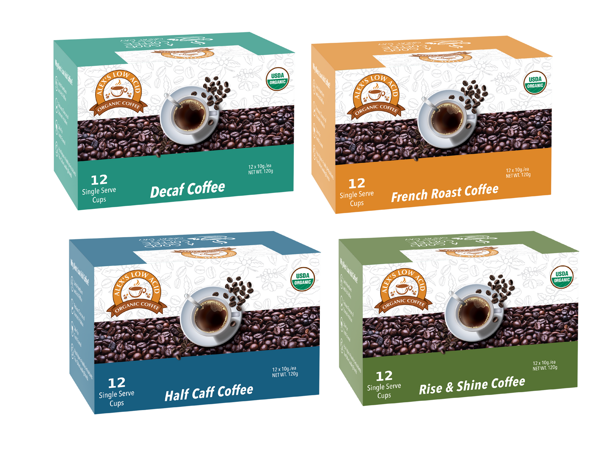 Alex's Low-Acid Organic Coffee™ Ultimate K-Cup Variety Pack