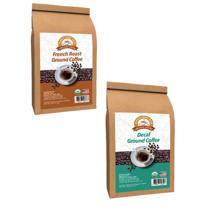 Alex's Low-Acid Organic Coffee™ Perfectly Prepared Host 5lb Fresh Ground Variety Pack